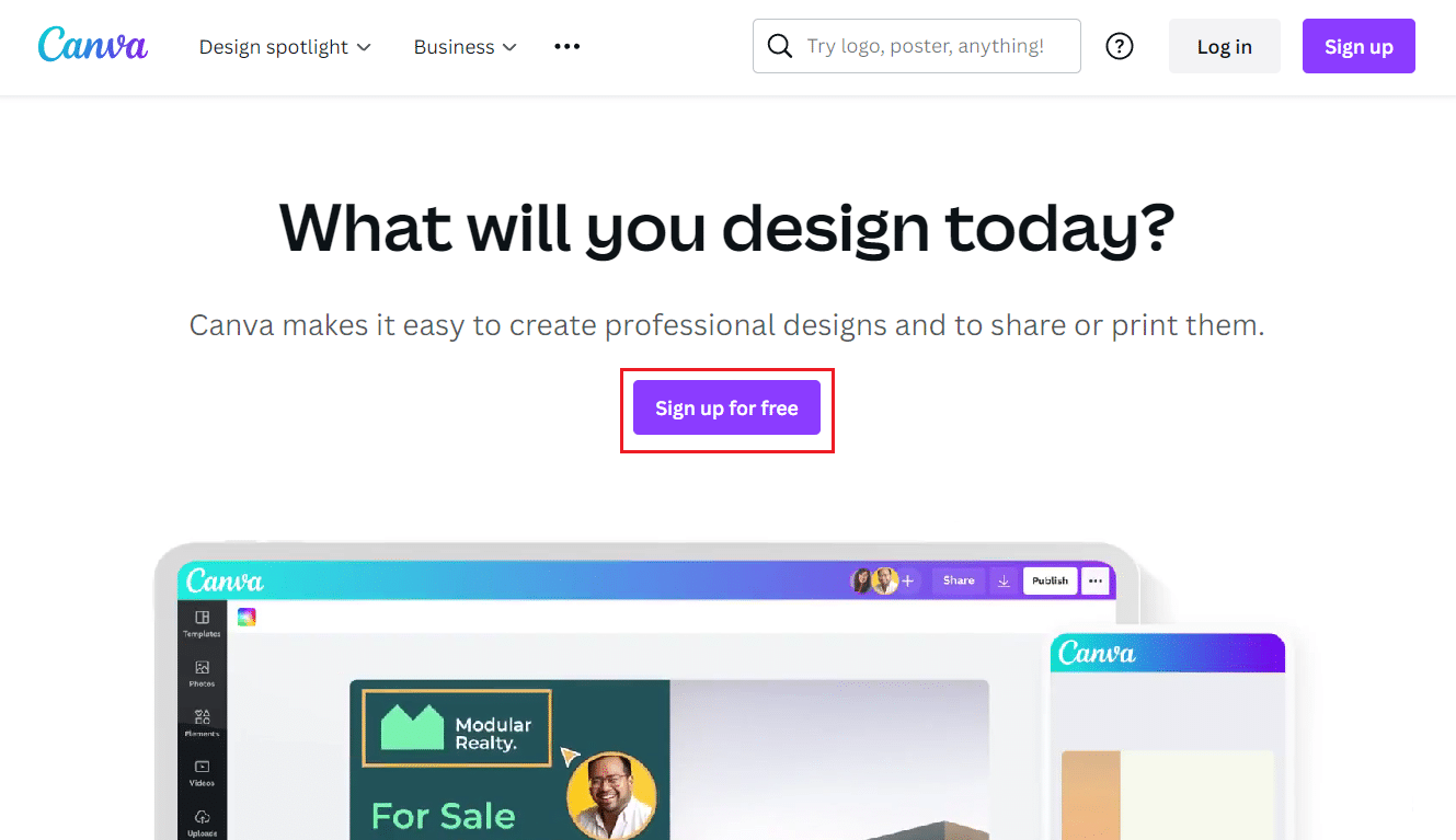 Click on Sign up for free and create your new account