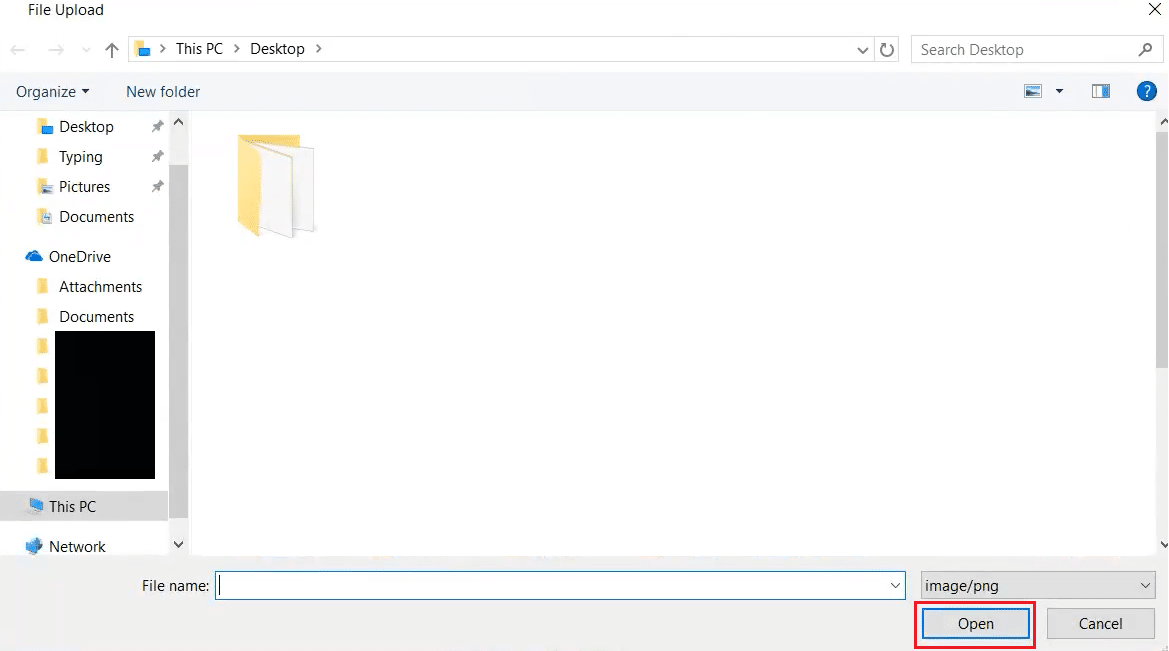 From the File Upload window, select the desired avatar and click on Open