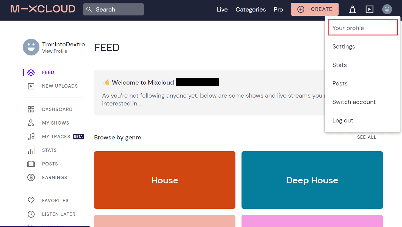 Click on the Profile icon - Your profile | How Can You Change Mixer Avatar