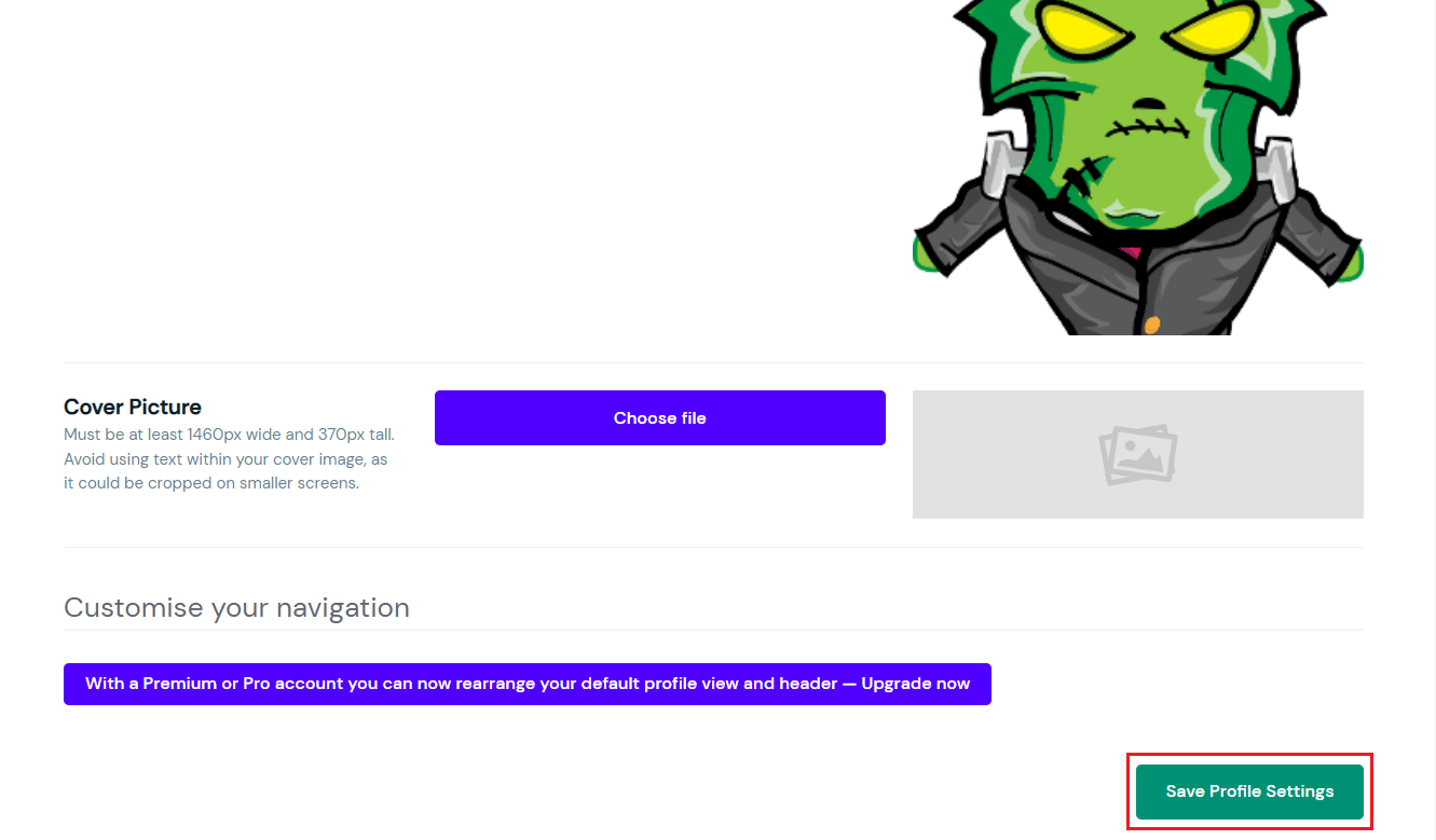 scroll to the bottom of the page and click on Save Profile Settings