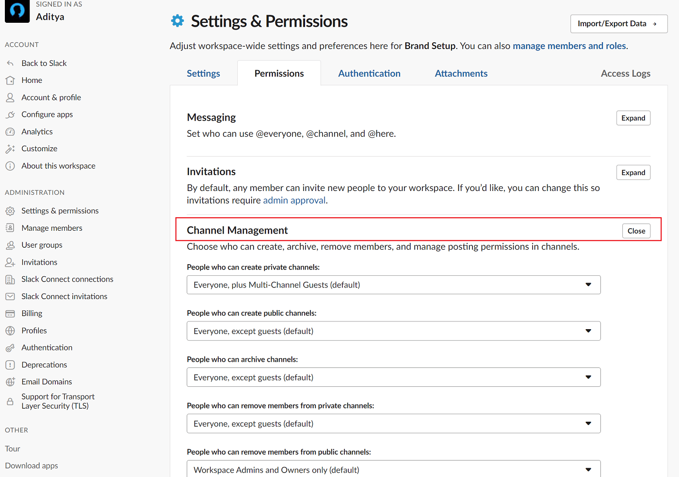 Click on Channel Management in Slack App | What is Slack Channel Analytics