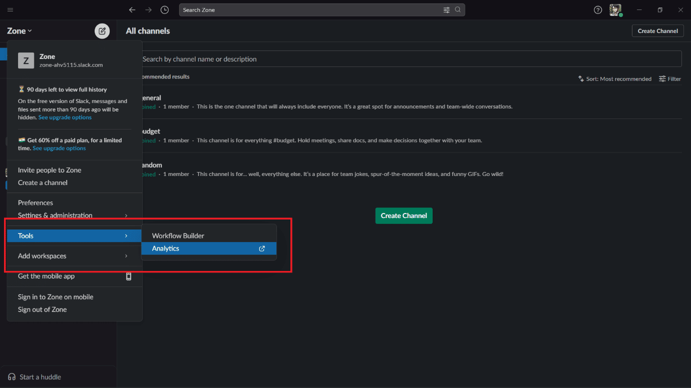 Click on Tools click on Analytics.