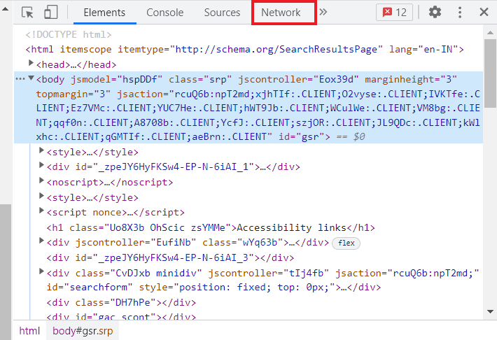 Click on the Network tab | disable cache in Chrome developer tools
