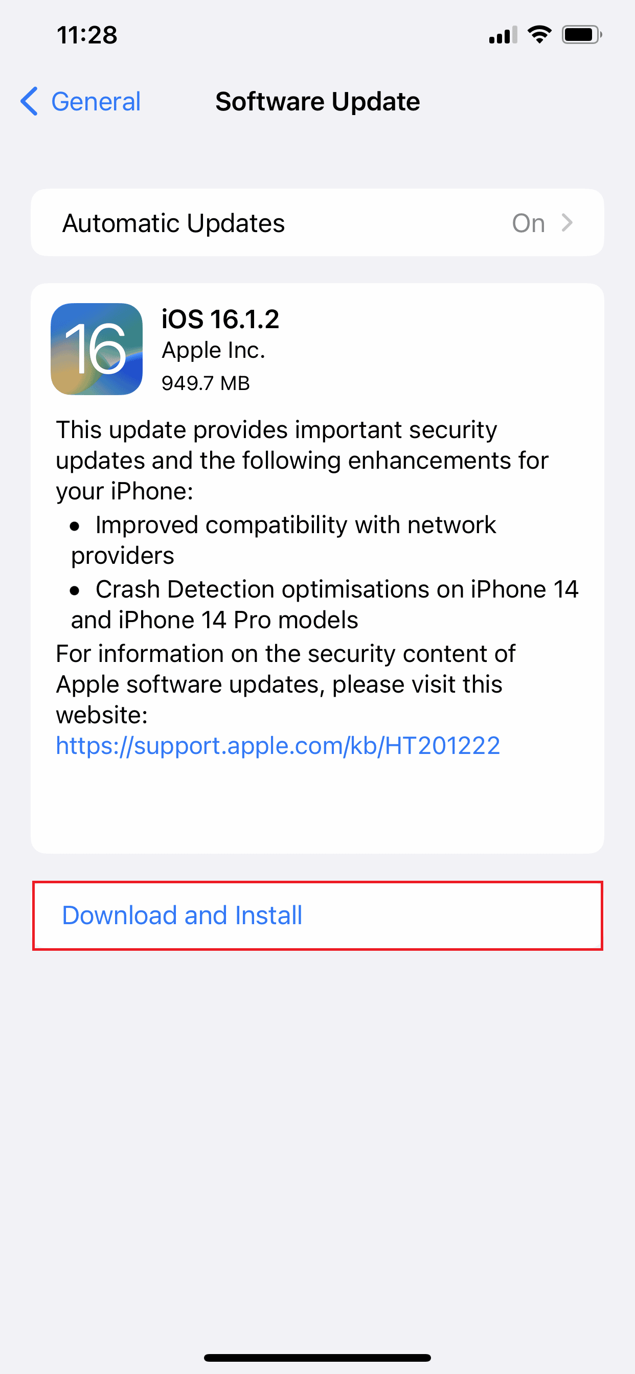 Tap Download and Install to update the device