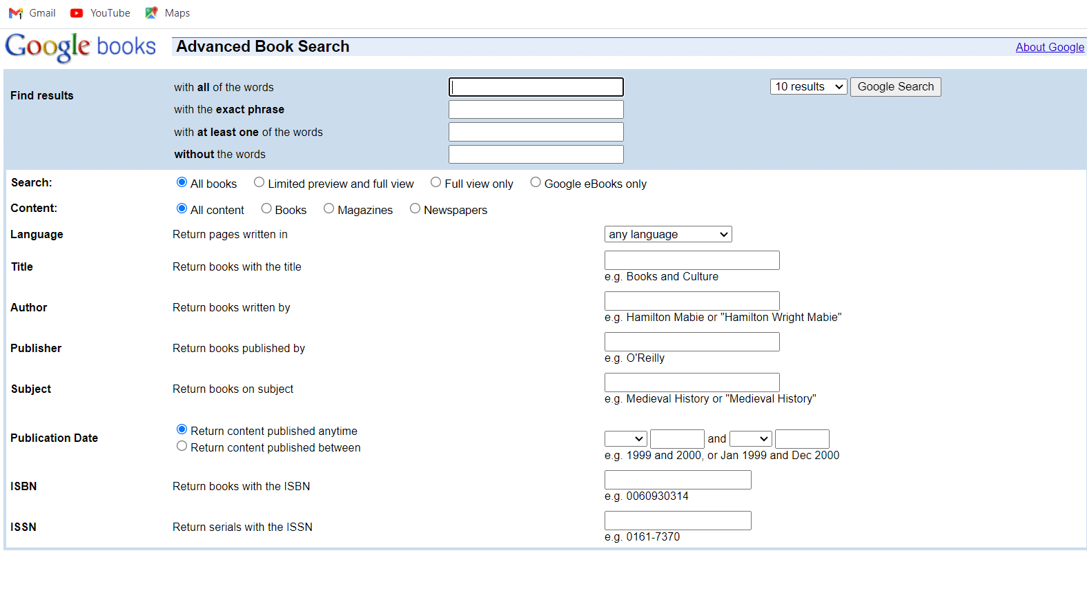  Google Advanced Book Search 