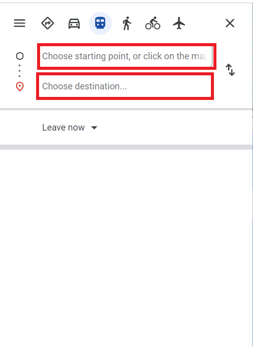 Add a starting point and destination