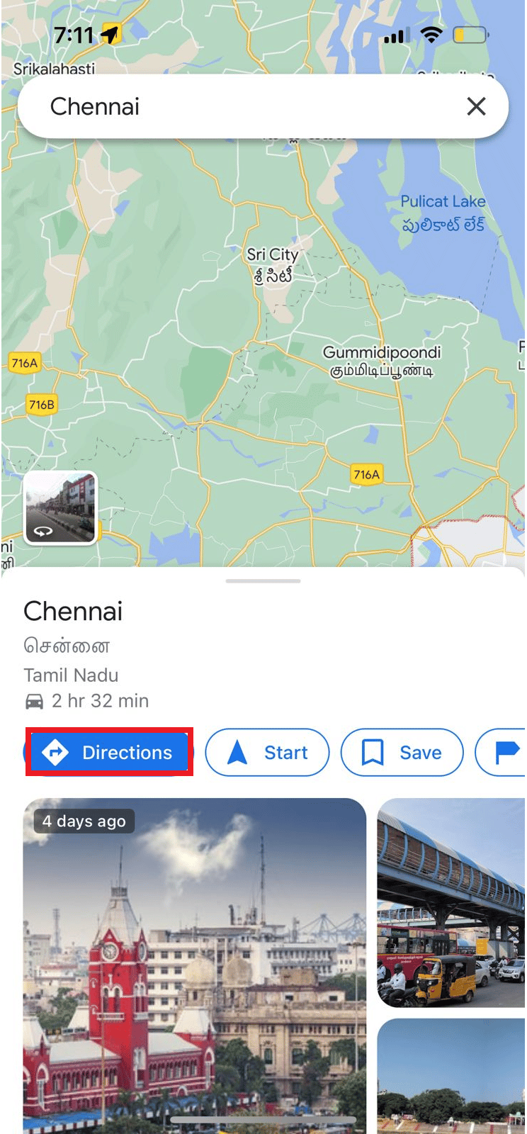 click on Directions