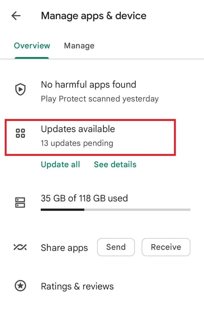 Tap on Updates available 