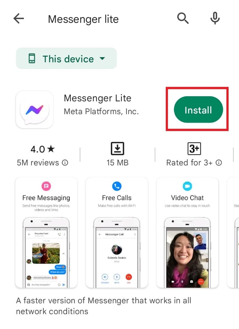 Install Messenger Lite 