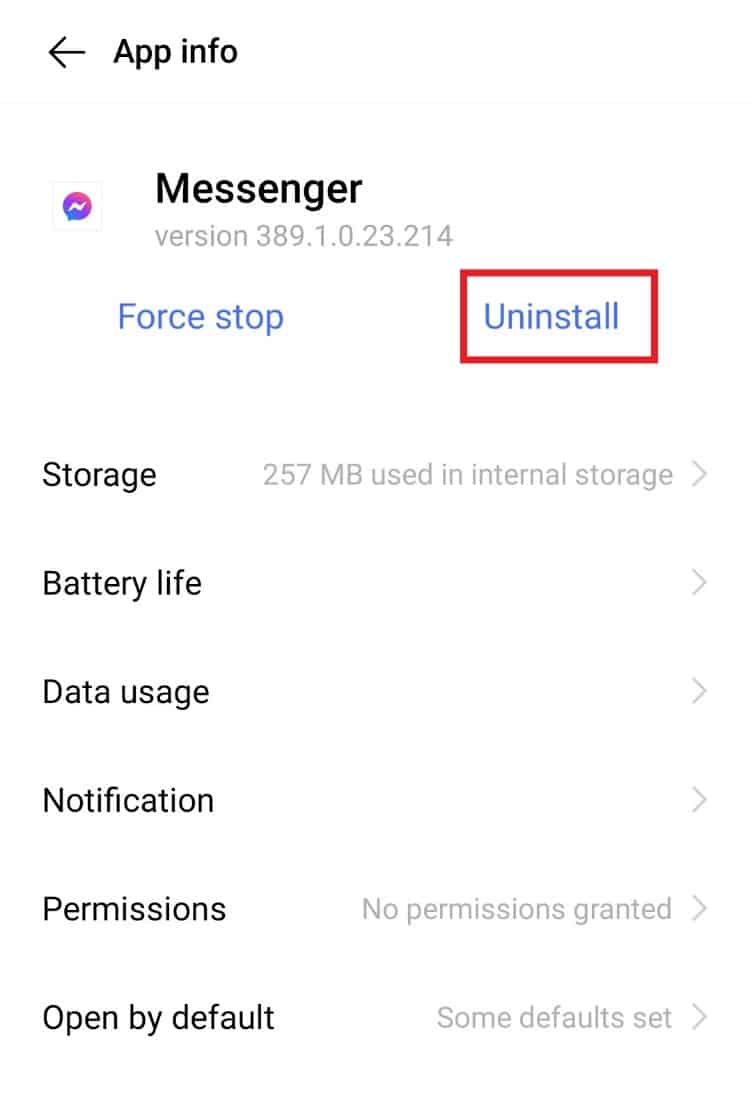 Tap on Uninstall