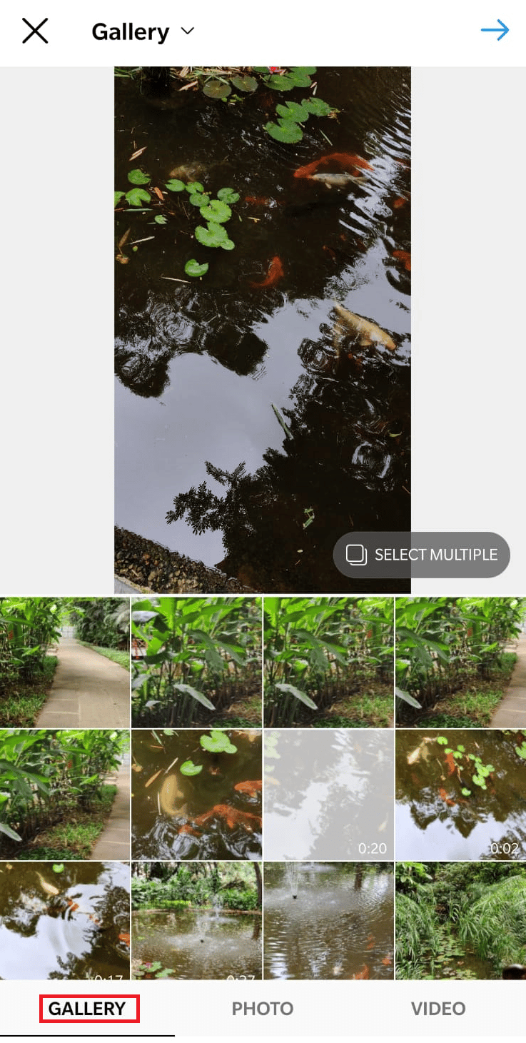 Select the portrait video from the gallery of your phone. | How to Get Full Screen Instagram Videos