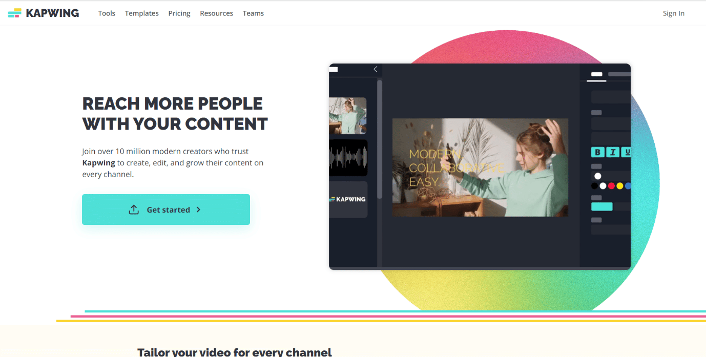 Go to the Kapwing website.