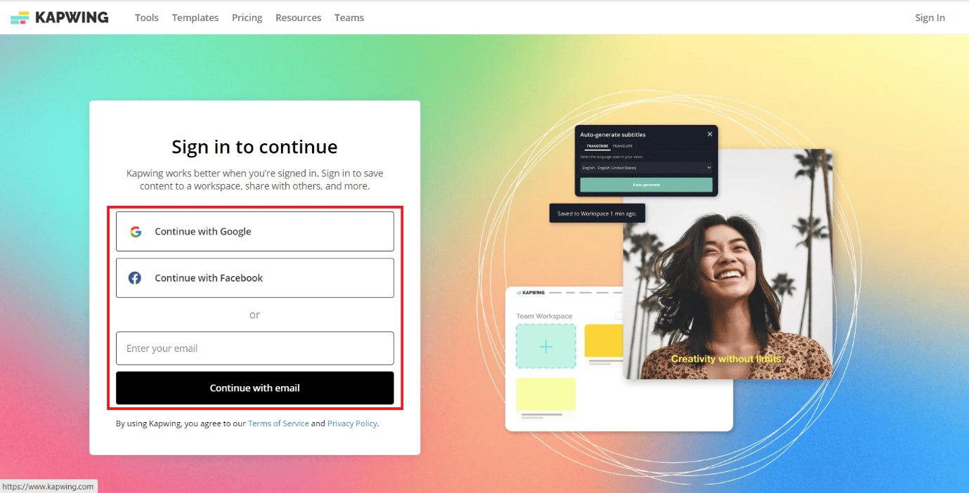 Sign in using your Google account or E-mail address.