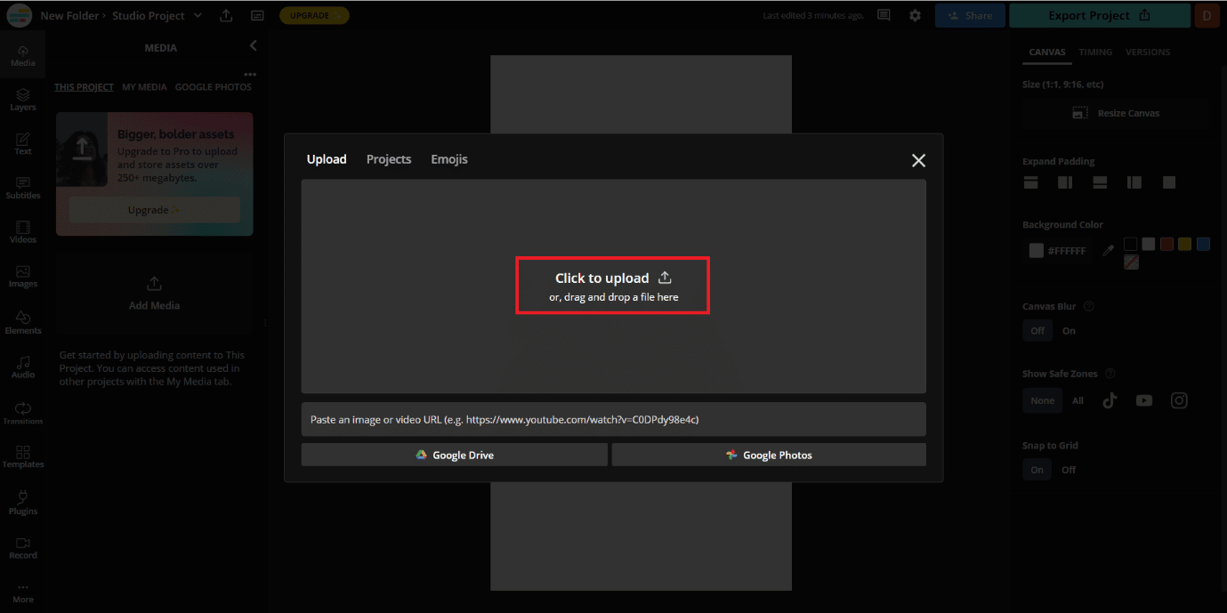 Again Click on the click to upload option.