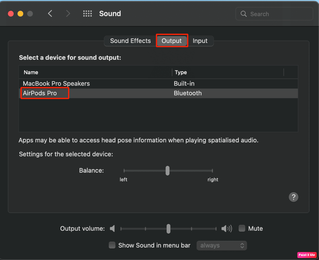 under output tab choose airpods