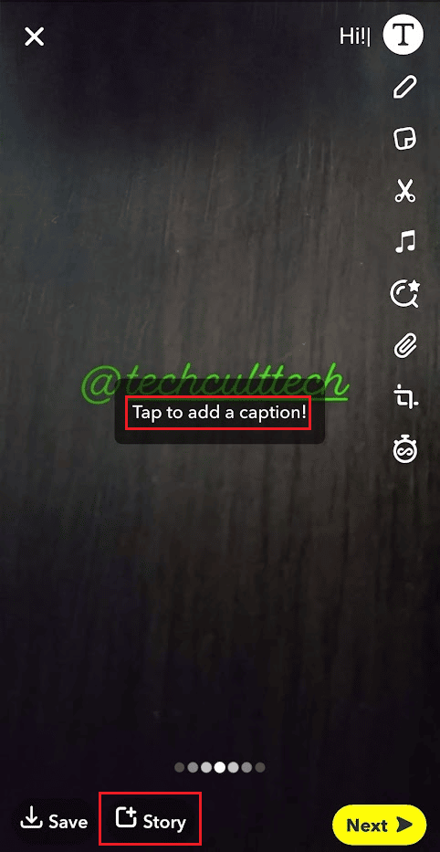 Add the desired caption and tap on Story from the bottom of the screen | How to Repost Instagram Videos on Snapchat Story