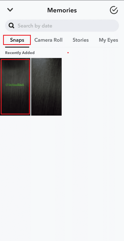 Switch to the Snaps section and tap on the desired saved snap that you want to repost