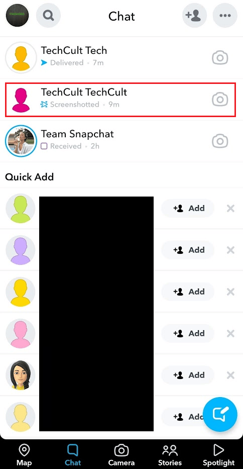 Tap on the Chat tab - your Snapchat chat