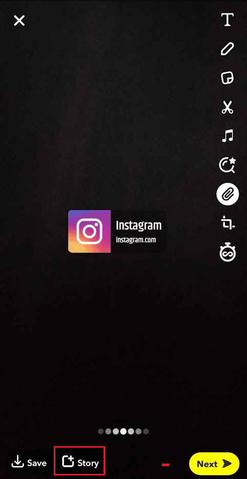 Tap on the Story option to successfully share the story link on Snapchat