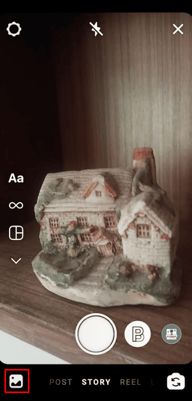 Tap on the media collection at the lower-left corner | how to add your own GIF to Instagram story Android