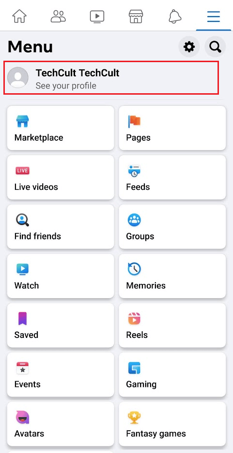 Tap on your Profile name to see your profile | How to Download All Facebook Photos at Once