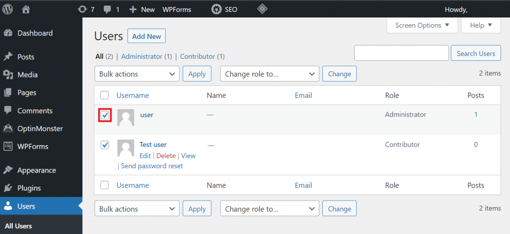 Bulk edit user settings on WordPress