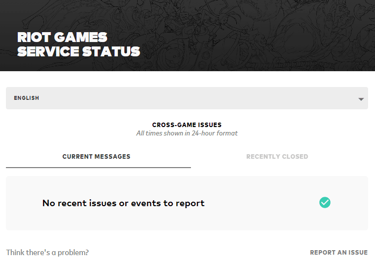 Visit the official Riot-server status update page