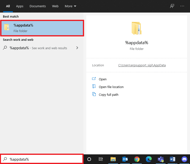 Open AppData Roaming folder