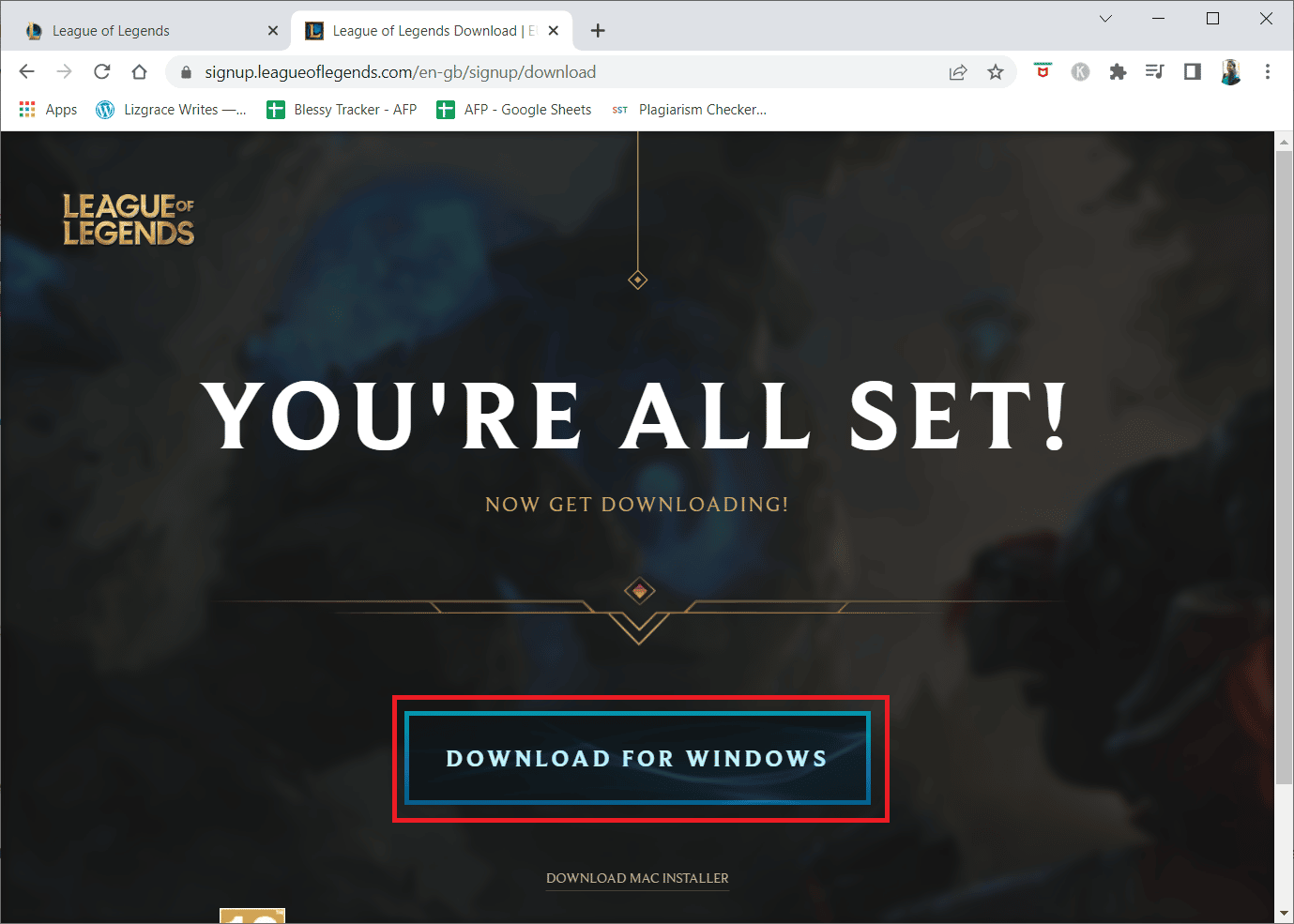 click on the DOWNLOAD FOR WINDOWS button