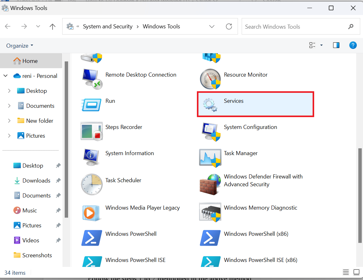 select the Services icon