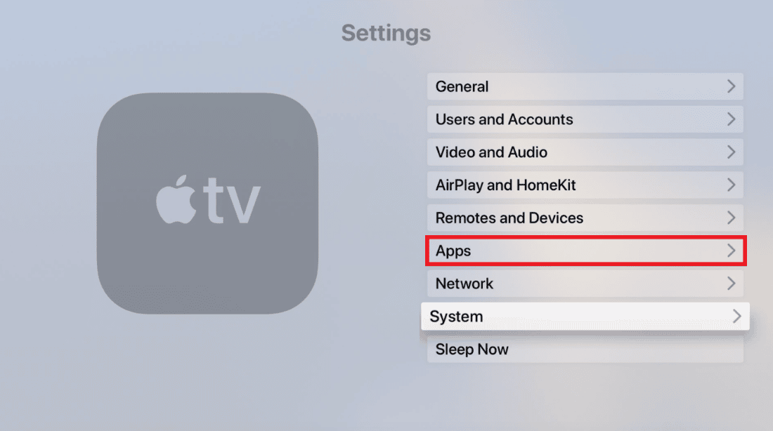 Find Apps in the menu