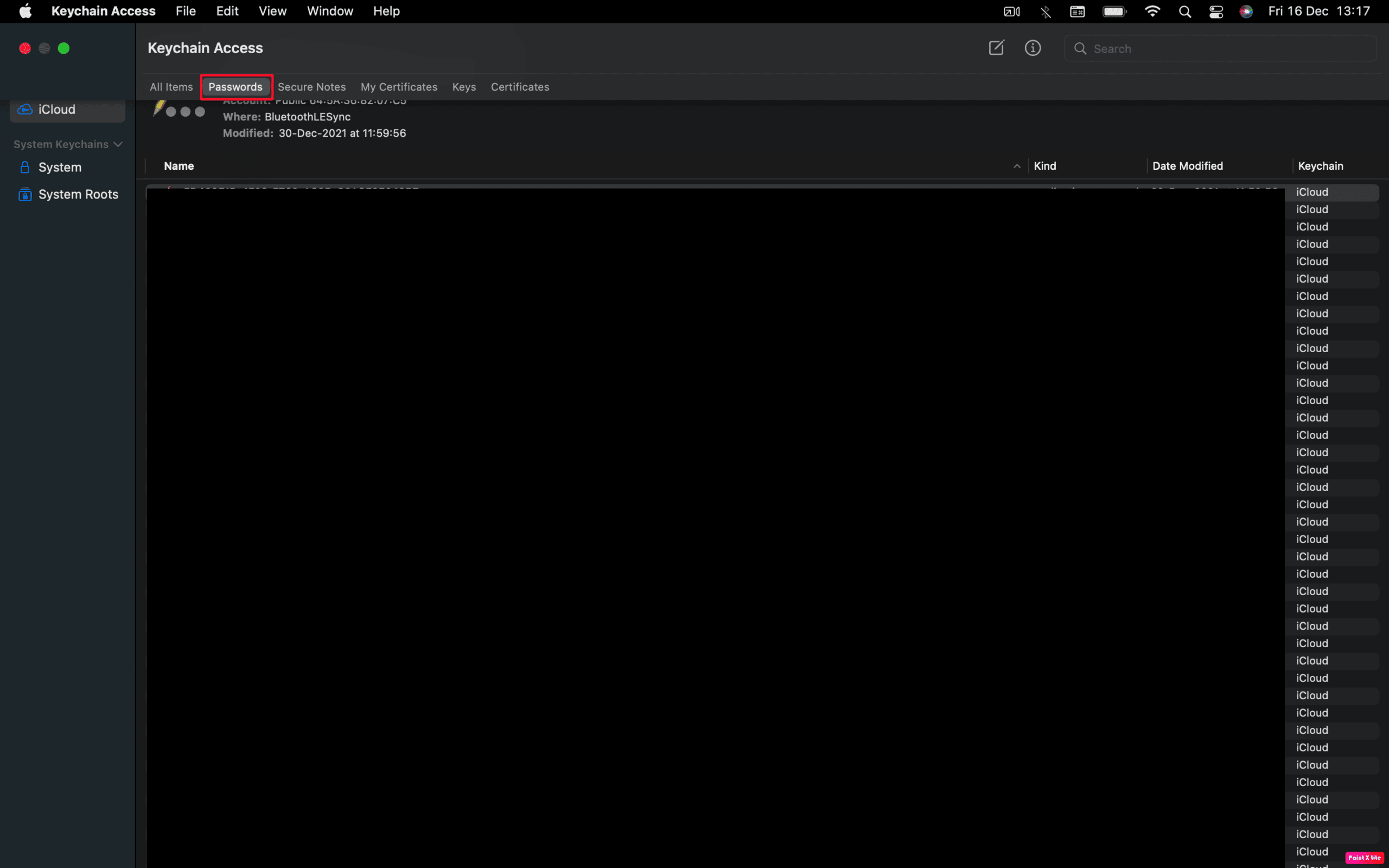 choose passwords option