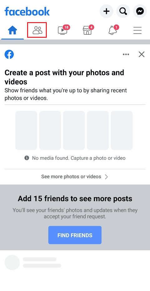 Tap on the Friends tab from the top bar