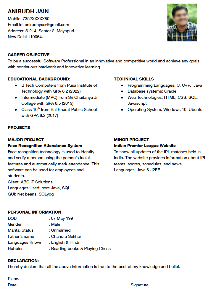 Google doc resume template free download