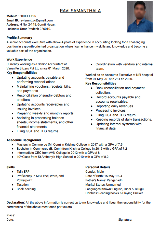 Google doc resume template free download for experienced