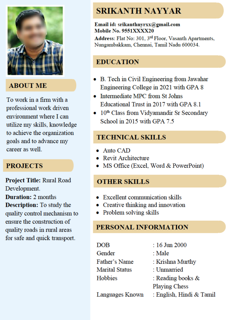 Modern resume template in Word