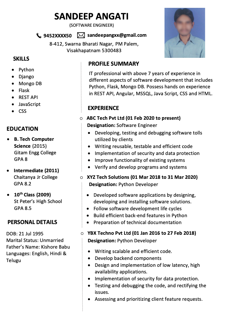 Modern resume for experienced candidates