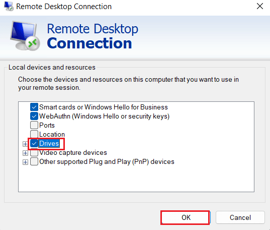 Select Drive and click on OK 