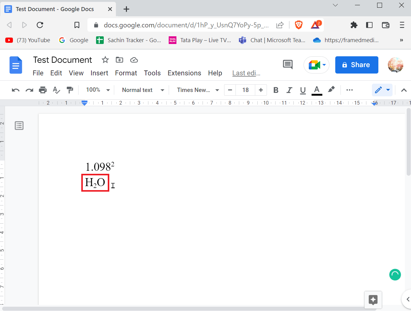 enter subscript by entering ctrl + ,
