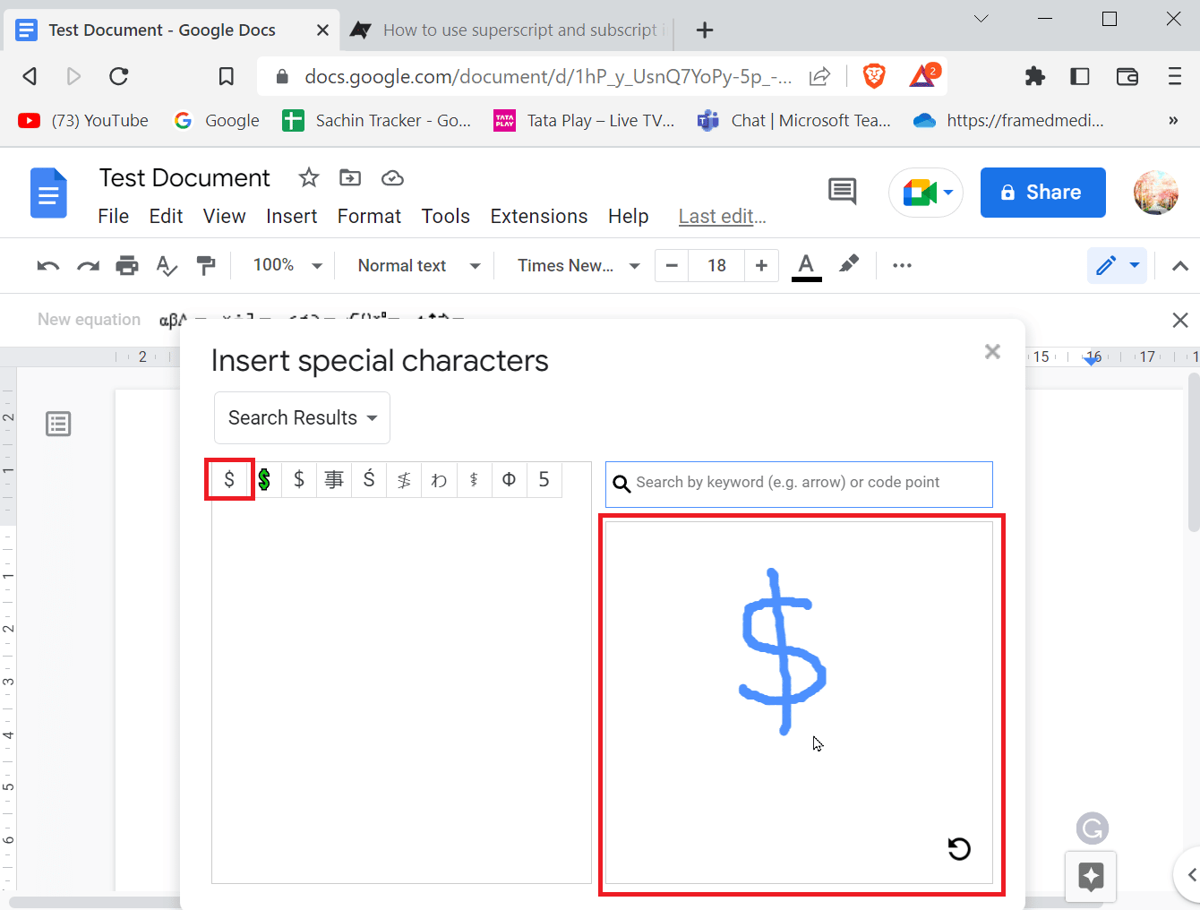 Enter a sketch of the special symbol