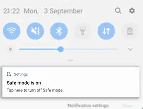 safe-mode-quick-settings samsung tablet tap to turn off safe mode