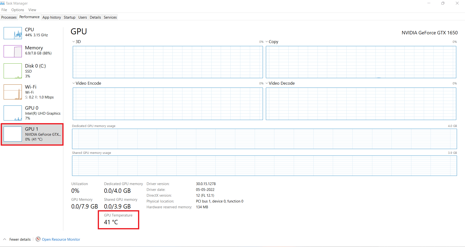 Monitoring GPU Temperature by using task manager in Windows 11