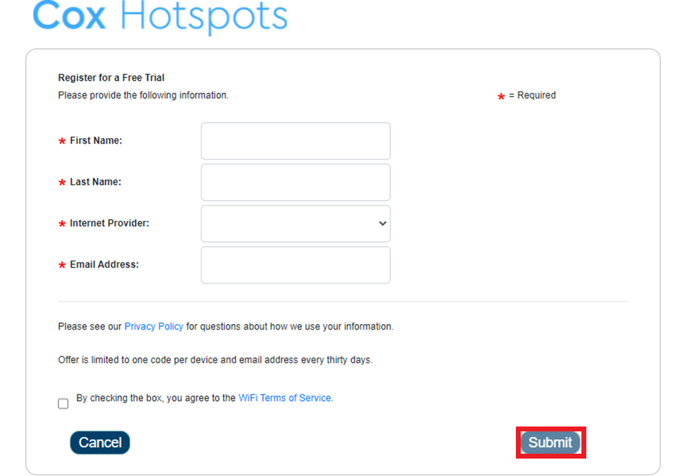 click on the Submit button