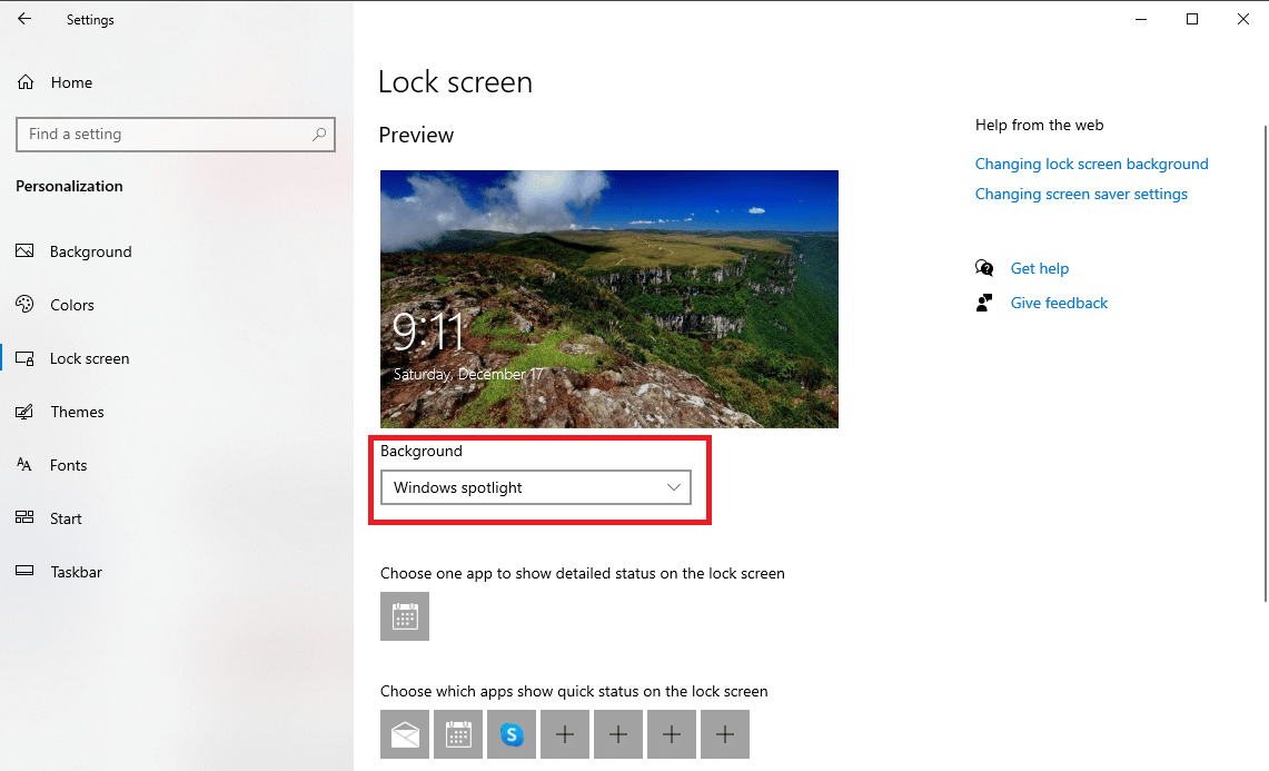 select Windows spotlight
