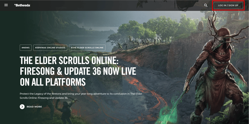Click on the LOG IN/SIGN UP button at the top right corner of the website.