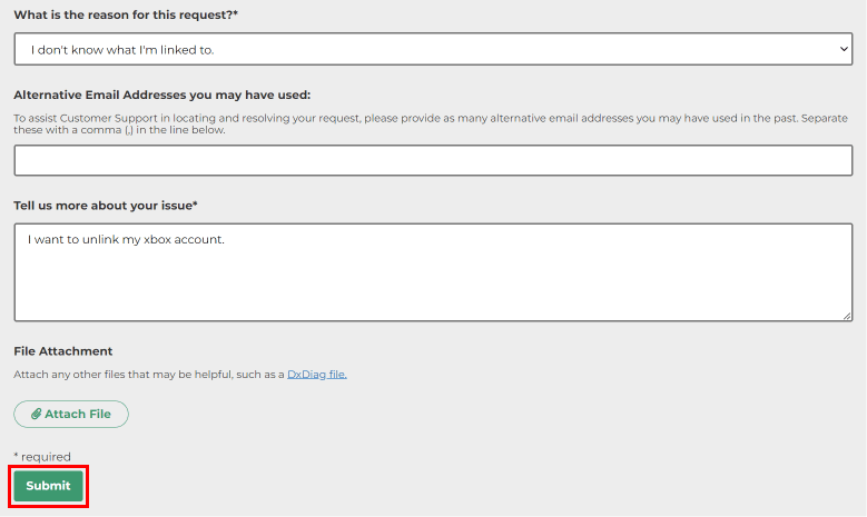 After entering all the required details click on the Submit button. | change bethesda account