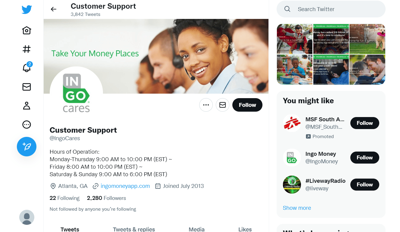 Direct Message @IngoCares about your query or complaint | Ingo Money live chat