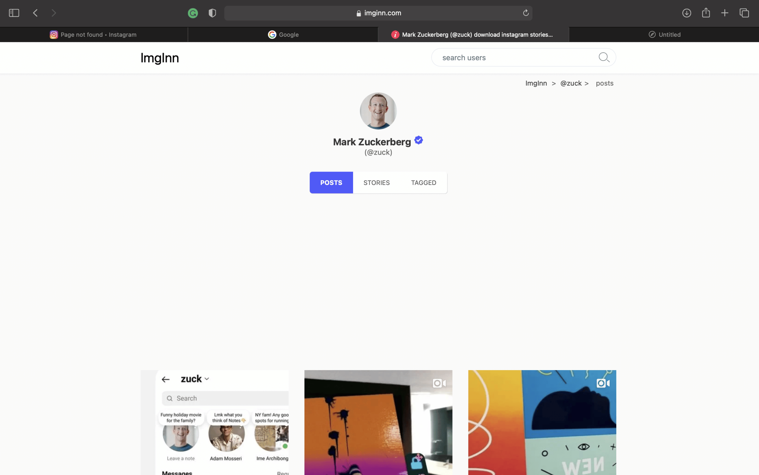 Click on the profile image to view the profile and view any of the images