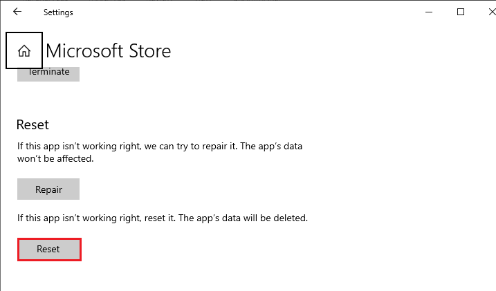 scroll down the Settings screen and click on the Reset option 
