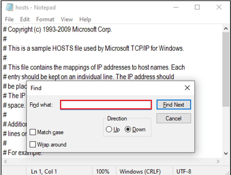 type Minecraft in the Find what tab and click on Find Next